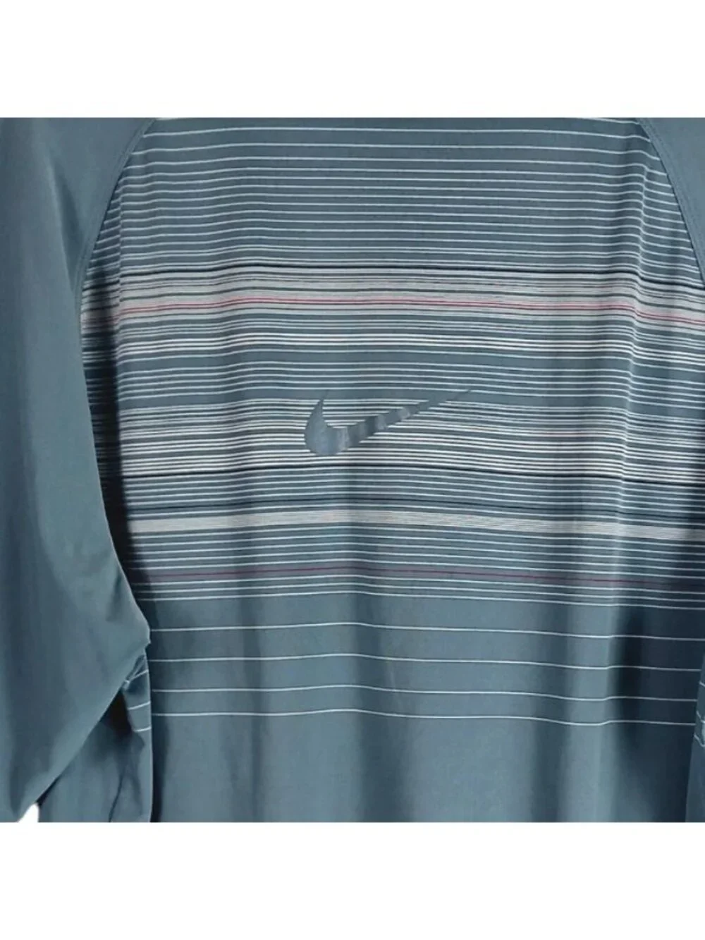 Nike Golf Striped Quarter Zip Performance Polo Shirt Mens M Blue Tennis Sporty